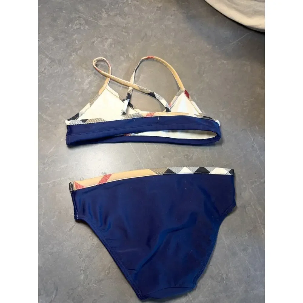 Burberry Girls Crosby Check Trim Two-Piece Bikini Swimsuit - Size 6Y